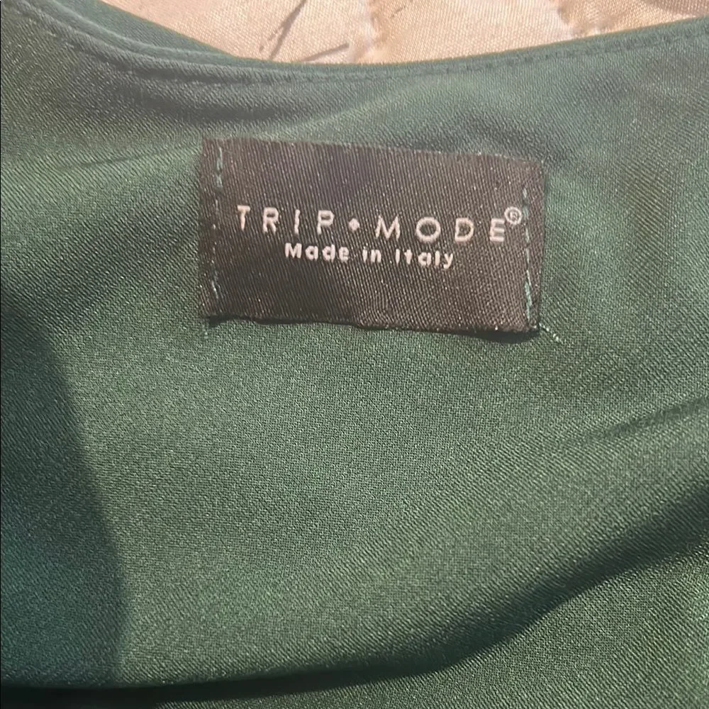 TRIP MODE Elegant Green One-Shoulder ROUCHED Dress size M made in Italy